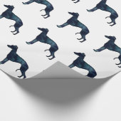 Whippet Hund Rasse Schwarze Wasserfarbe Silhouette Geschenkpapier (Ecke)