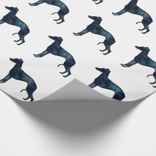 Whippet Hund Rasse Schwarze Wasserfarbe Silhouette Geschenkpapier