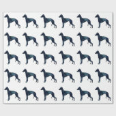 Whippet Hund Rasse Schwarze Wasserfarbe Silhouette Geschenkpapier (Flach)