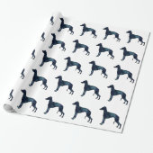 Whippet Hund Rasse Schwarze Wasserfarbe Silhouette Geschenkpapier (Ungerollt)