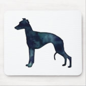 Whippet Hund Rasse Schwarze Wasserfarbe Silhouette Mousepad (Vorne)
