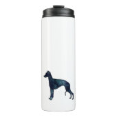 Whippet Hund Rasse Schwarze Wasserfarbe Silhouette Thermosbecher (Vorderseite)