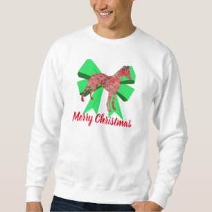 Whippet Hund Silhouette Green Bow Weihnachten Sweatshirt