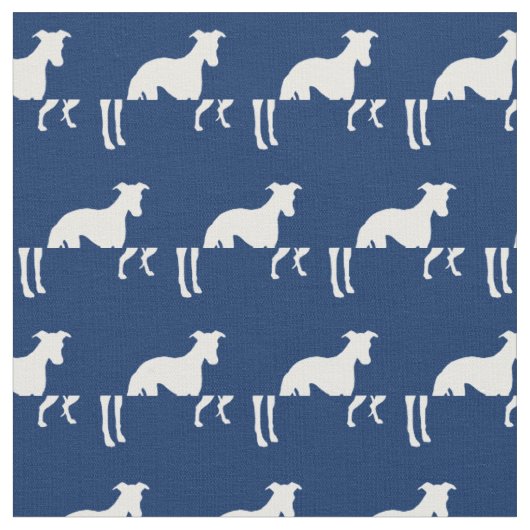 Whippet Hund Silhouette Pet Navy Blue Stoff (Nahaufnahme)