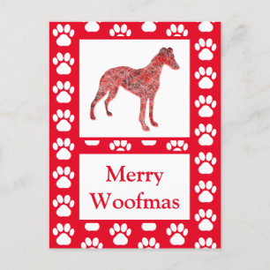 Whippet Hund Silhouette Rot Frohe Weihnachten Postkarte