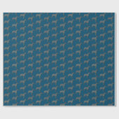 Whippet Hund Silhouette Y&B Blue Gift Geschenkpapier (Flach)