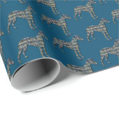 Whippet Hund Silhouette Y&B Blue Gift Geschenkpapier (Rolleneckpunkt)