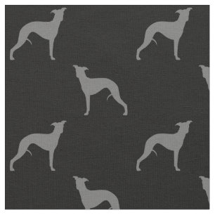 Whippet Hund Silhouetten Muster Grau und Schwarz Stoff
