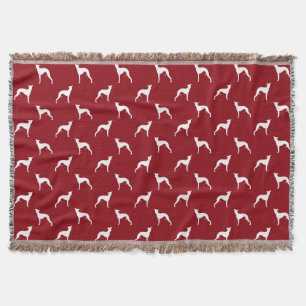 Whippet-Hund Silhouetten Muster Rot und Weiß Decke