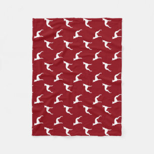 Whippet-Hund Silhouetten Muster Rot und Weiß Fleecedecke