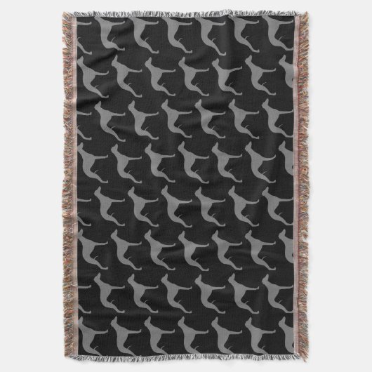 Whippet Hund Silhouetten Muster Schwarz und Grau Decke (Vorderseite Vertikal)