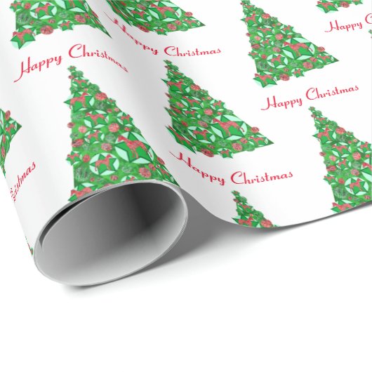 Whippet Hund Weihnachtsbaum Weihnachtsfeiertag Wei Geschenkpapier (Rolleneckpunkt)