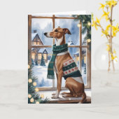Whippet Hund Weihnachtskarte Karte (Gelbe Blume)