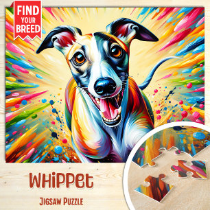 Whippet-Hundeporträt Acryl-Kunst Druck Hunde-Liebh Puzzle