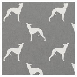 Whippet HundeSilhouette-Muster-Grau und Weiß Stoff