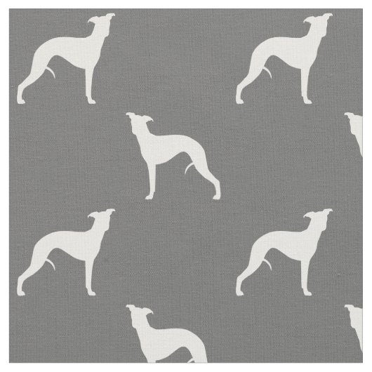 Whippet HundeSilhouette-Muster-Grau und Weiß Stoff (Nahaufnahme)