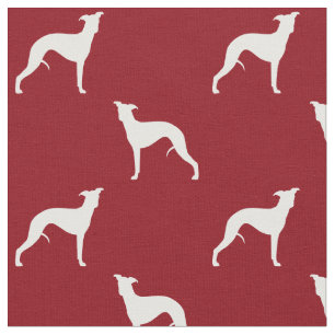 Whippet HundeSilhouette-Muster-Rot und Weiß Stoff