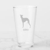 Whippet HundeSilhouette-personalisiertes Glas (Rückseite)