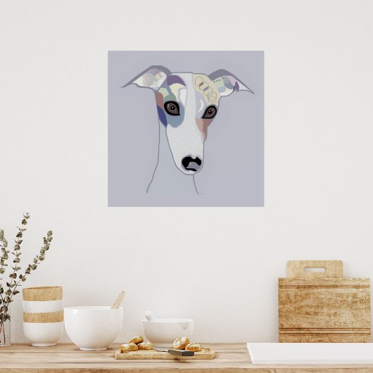 Whippet in Denim Colors Poster (Küche)