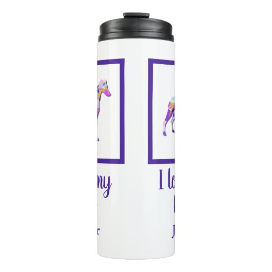 Whippet Italian Gray Hund Silhouette Lila PY&B Thermosbecher (Vorderseite)
