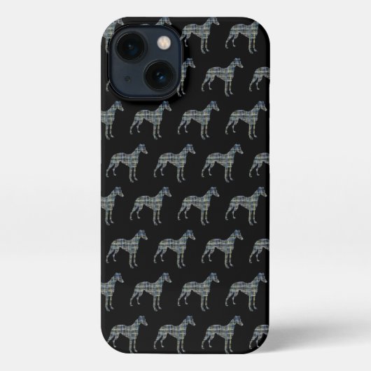 Whippet Italian Greyhound Dog Silhouett Grid Black iPhone Hülle (Rückseite)
