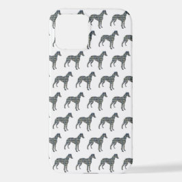 Whippet Italian Greyhound Dog Silhouett Grid White iPhone 12 Hülle