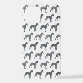 Whippet Italian Greyhound Dog Silhouett Grid White iPhone 12 Hülle