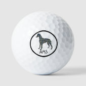 Whippet Italian Greyhound Hund Silhouette Mono Gri Golfball (Vorderseite)