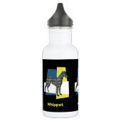 Whippet/Italian Greyhound Hund Silhouette Y&B Grid Edelstahlflasche (Links)