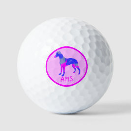 Whippet Italian Greyhound Pink Dog Silhouette Mono Golfball