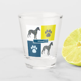 Whippet Italian Greyhound Silhouette Dog & Paw Y&B Schnapsglas