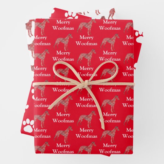 Whippet Italienisch Grau Silhouette Red Meroofmas Geschenkpapier Set (Beispiel)