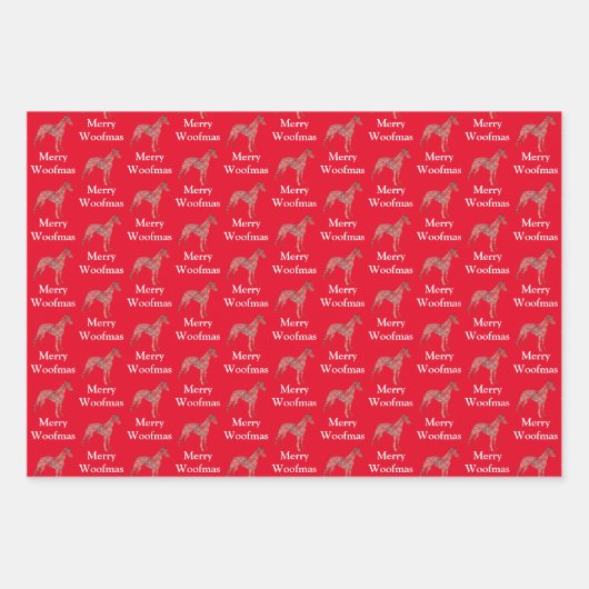 Whippet Italienisch Grau Silhouette Red Meroofmas Geschenkpapier Set (Vorderseite)