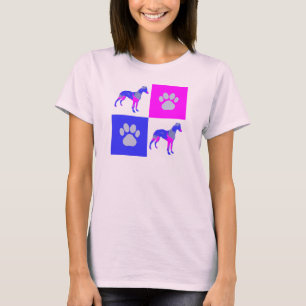 Whippet/Italienischer Grauhund Hund & Paw Pink Bla T-Shirt