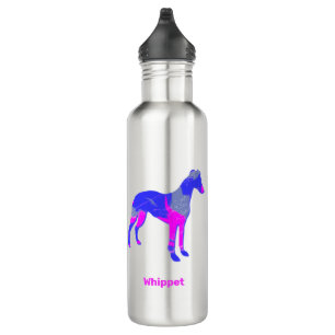 Whippet/Italienischer Grauhund Hund Pink & Blau Edelstahlflasche