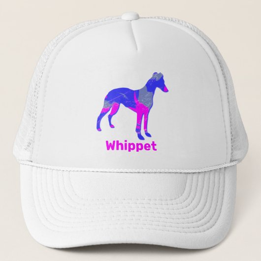 Whippet/Italienischer Grauhund Silhouette Rosa Truckerkappe (Vorderseite)