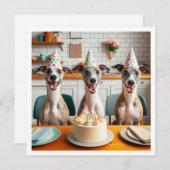Whippet-Karte, Whippet-Geburtstag, Whippet Einladung (Vorne/Hinten)