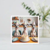 Whippet-Karte, Whippet-Geburtstag, Whippet Einladung (Stehend Vorderseite)