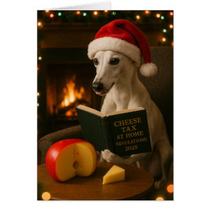 Whippet 'Käse-Steuer' Weihnachtskarte weiß/creme