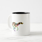Whippet läuft zweifarbige tasse (Vorderseite Links)