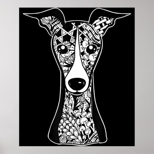 Whippet Lover | Italienische Greyhound Face Graphi Poster (Vorne)