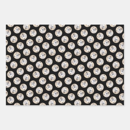 Whippet Malerei Brindle White Original Hunde Kunst Geschenkpapier Set (Vorderseite 3)