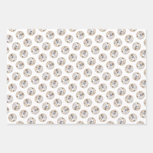 Whippet Malerei Brindle White Original Hunde Kunst Geschenkpapier Set (Vorderseite 2)