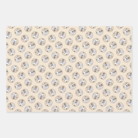 Whippet Malerei Brindle White Original Hunde Kunst Geschenkpapier Set (Vorderseite)