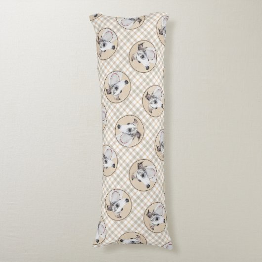 Whippet Malerei Brindle White Original Hunde Kunst Seitenschläferkissen (Vorderseite Vertikal)