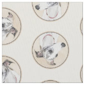 Whippet Malerei Brindle White Original Hunde Kunst Stoff (Nahaufnahme)