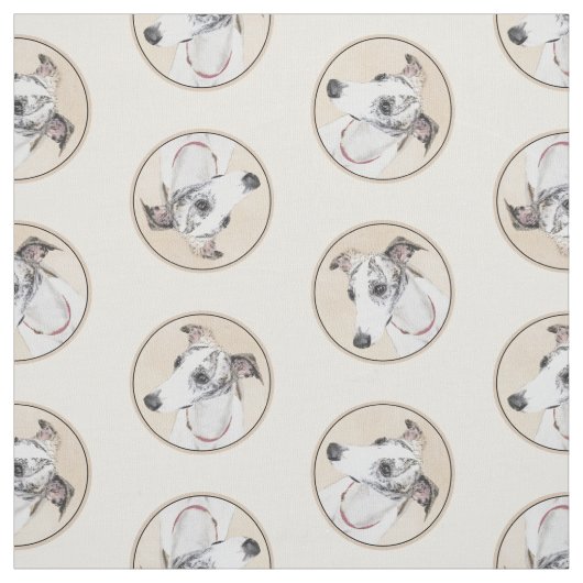 Whippet Malerei Brindle White Original Hunde Kunst Stoff (Muster)