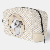 Whippet Malerei Brindle White Original Hunde Kunst Waschbeutel (Rechte Ecke)