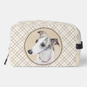 Whippet Malerei Brindle White Original Hunde Kunst Waschbeutel (Rückseite)