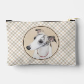 Whippet Malerei Brindle White Original Hunde Kunst Zubehörtasche (Rückseite)